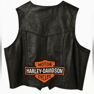 Vintage 90s Vanguard With Harley-Davidson Bar & Shield‎  Leather Biker Club Cut